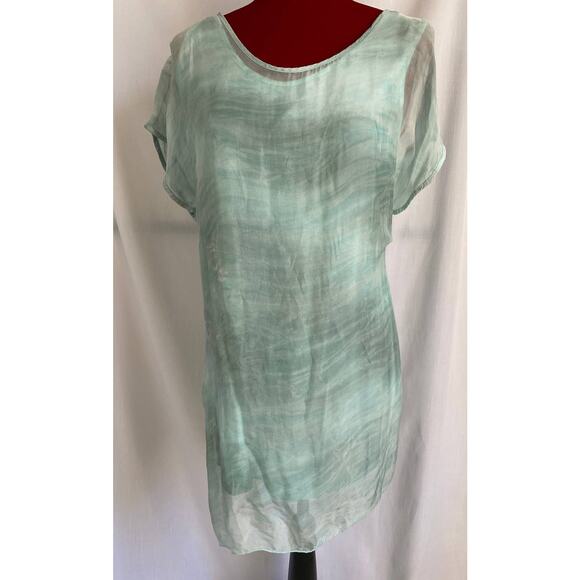 Aquavita short sleeve mint green all in 1 beachwear short sleeve tunic top large - Picture 1 of 13